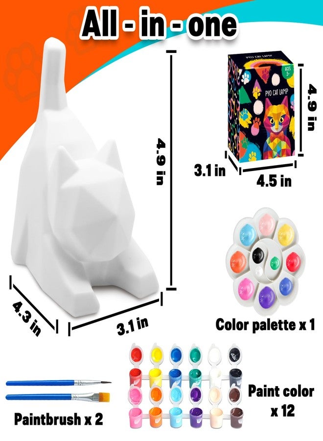 FUNZBO 4.3in Paint Your Own Cat Lamp Kit - Easter Basket Stuffers, Arts and Crafts Supplies Painting for Kids Teens, DIY Night Light Toy for Girls Boys Age 3 4 5 6 7 8 9 10 11 12 13 Birthday Gifts - Image 3
