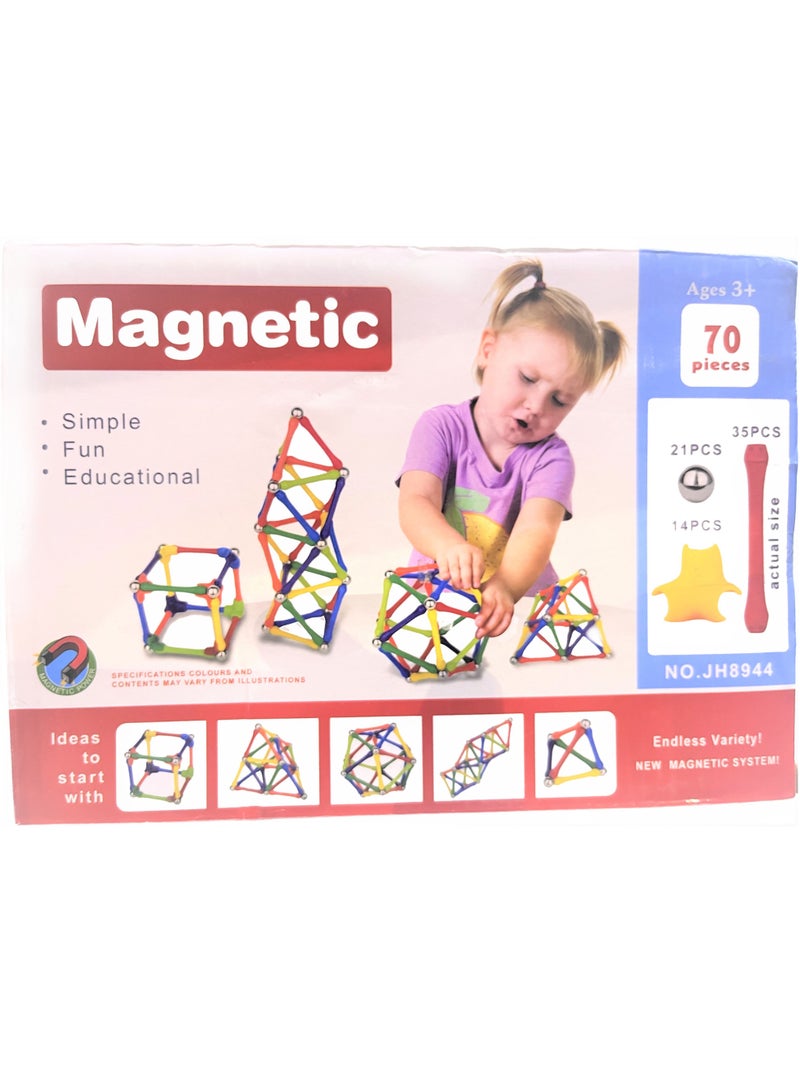 Magnatic Magnetic Building Blocks for Toddlers & Kids 70 pcs - Image 2