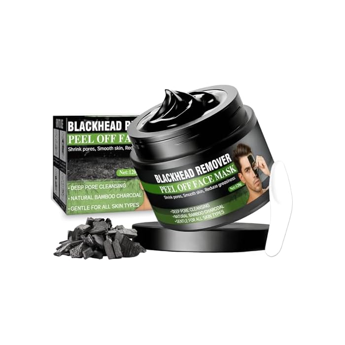 Aarivibe Blackhead Remover Mask, Bamboo Charcoal Peel Off Face Masks, Deep Cleansing for Blackheads, Dirt, Acne, Oil-control & Pores Shrinking, or Unisex & All Skin Types (120g)