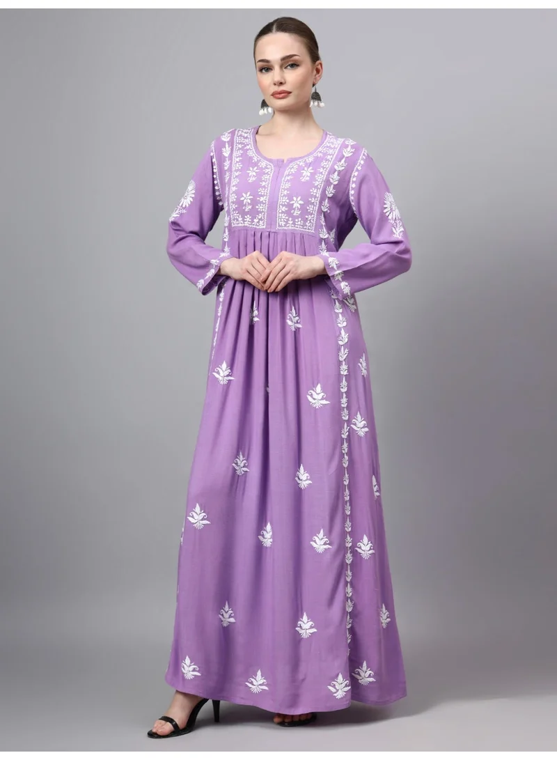 Alaya  Hand Embroidered Chikankari Rayon Jalabiya-AL4121 for Women | Best Price UAE