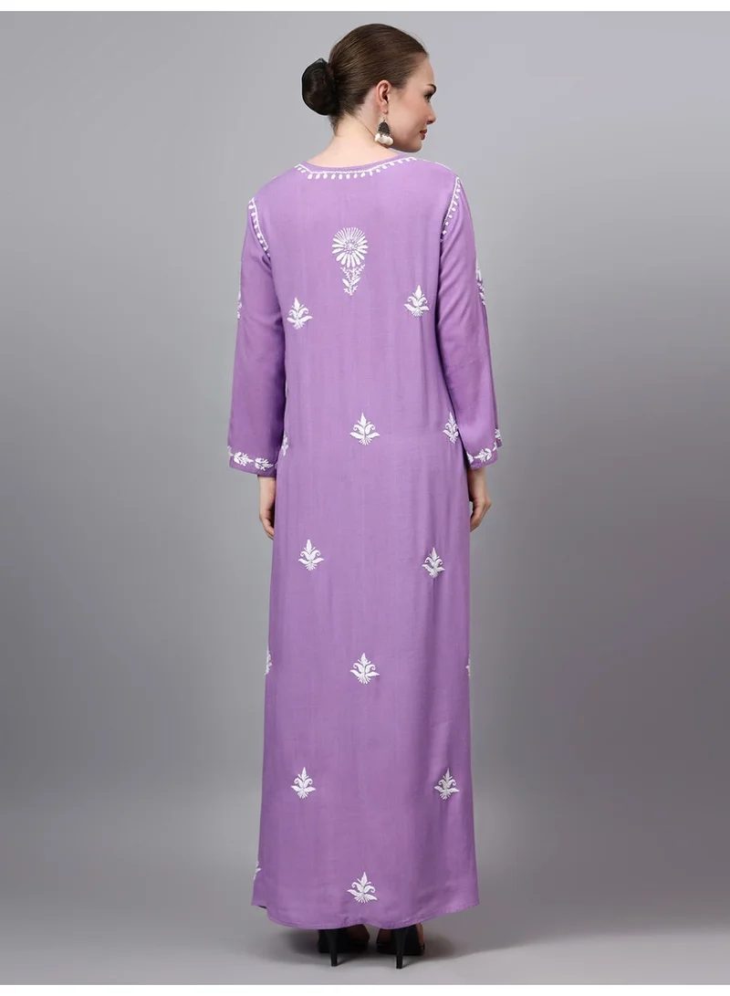 الايا جلابية رايون شيكانكاري مطرزة يدوياً-AL4121