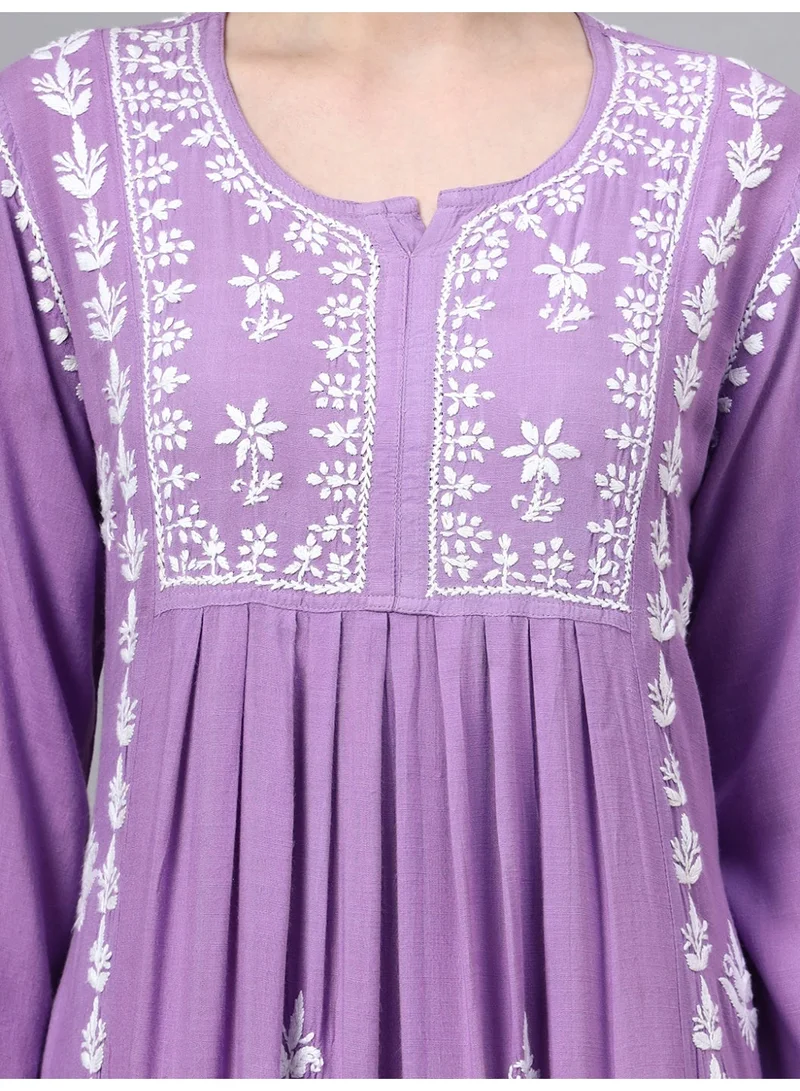 Alaya  Hand Embroidered Chikankari Rayon Jalabiya-AL4121 for Women | Best Price UAE