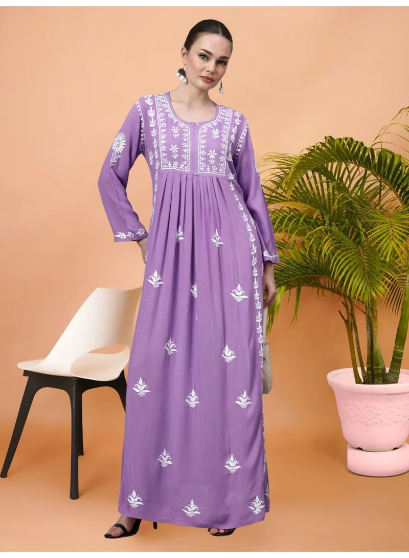 الايا جلابية رايون شيكانكاري مطرزة يدوياً-AL4121