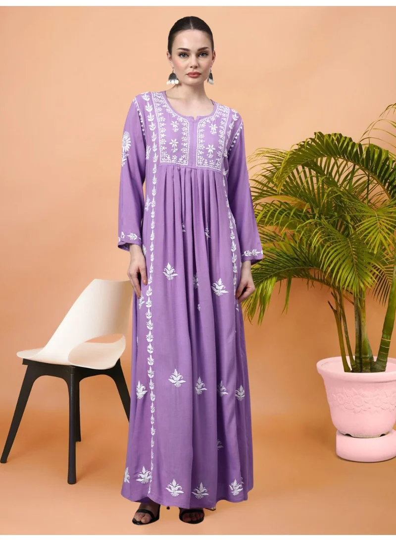 Alaya  Hand Embroidered Chikankari Rayon Jalabiya-AL4121 for Women | Best Price UAE