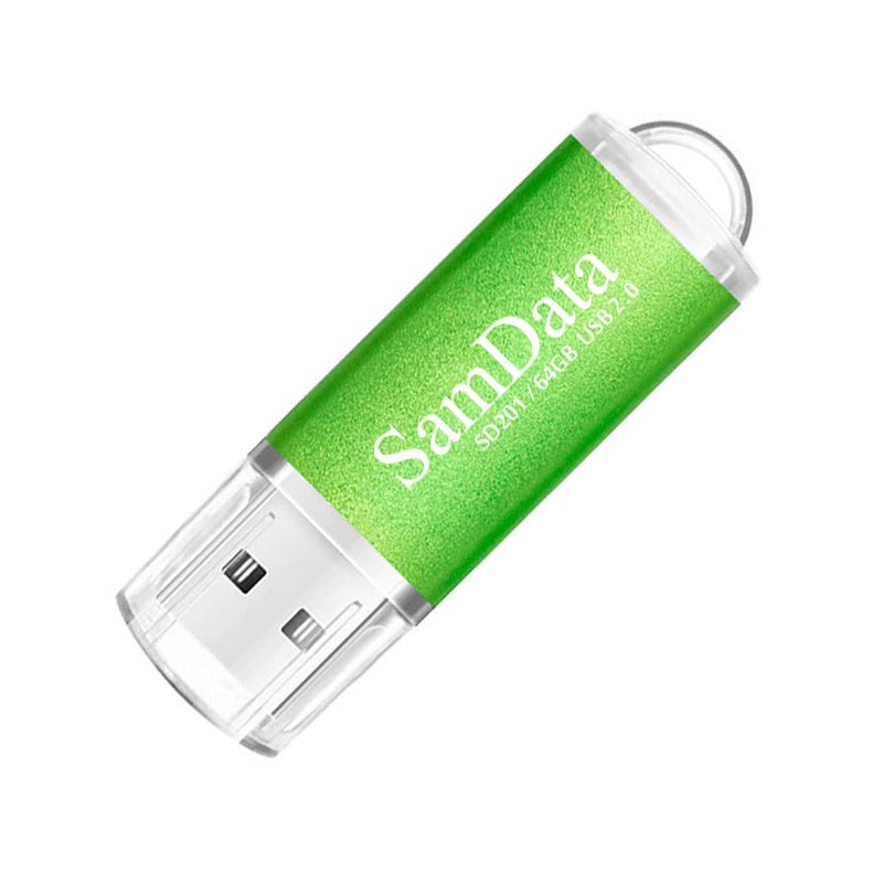 SamData 1 Pack 64GB USB Flash Drives USB 2.0 Thumb Drives Memory Stick Jump Drive Zip Drive, Green - Image 1