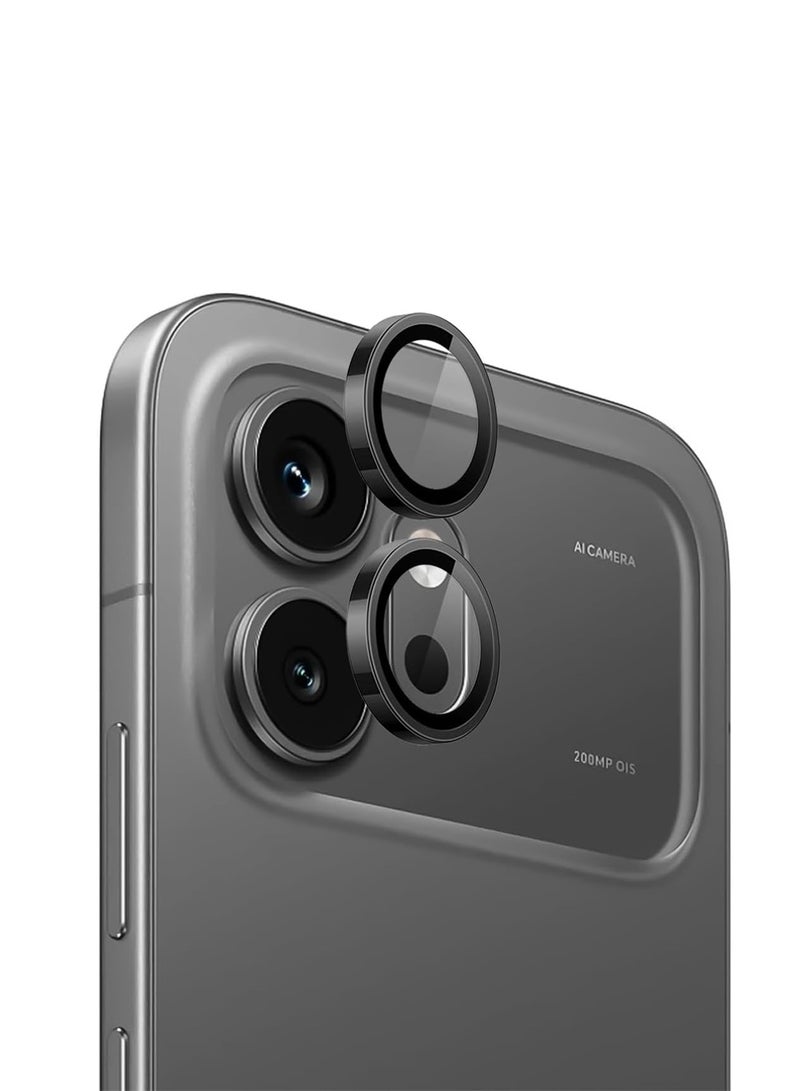 Wtech Honor 600 5G 2026 Premium Alloy Ring Camera Lens Tempered Glass Protector Shield (MLGICR) - Clear/Black - Image 1