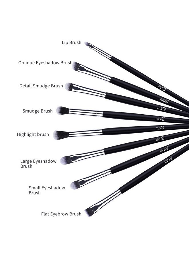 MSQ Eye Makeup Brushes 8Pcs Eyeshadow Makeup Brushes Set With Soft Synthetic Hairs & Real Longer Wood Handle For Eyeshadow Eyeliner Blending Lip(Black)  - Image 4
