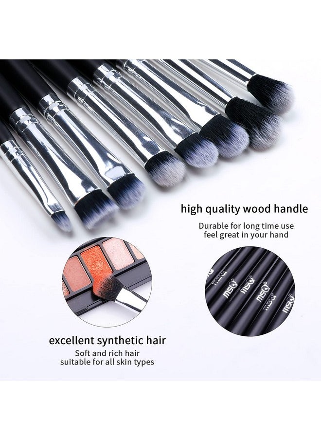 MSQ Eye Makeup Brushes 8Pcs Eyeshadow Makeup Brushes Set With Soft Synthetic Hairs & Real Longer Wood Handle For Eyeshadow Eyeliner Blending Lip(Black)  - Image 5