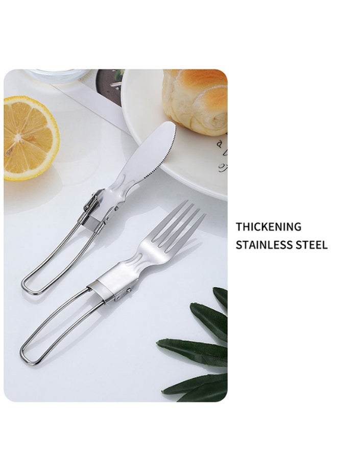 3Pcs Folding Camping Utensils Set Portable Stainless Steel Flatware include Dishwasher Safe Spoon Fork Knife for Picnic Travel Hiking Backpacking - Image 4