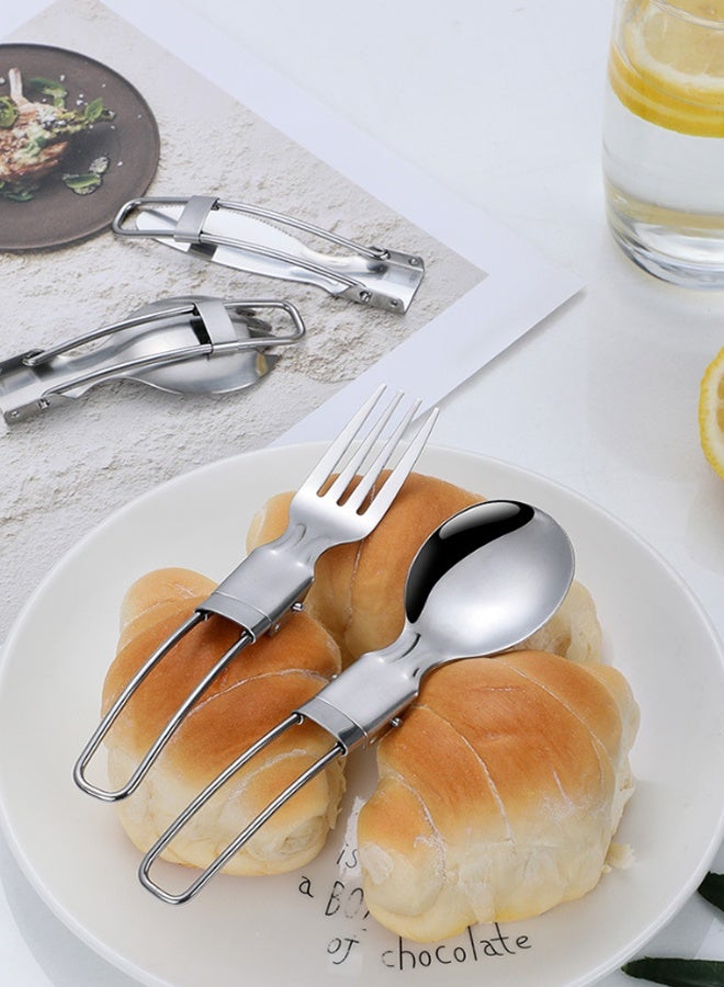 3Pcs Folding Camping Utensils Set Portable Stainless Steel Flatware include Dishwasher Safe Spoon Fork Knife for Picnic Travel Hiking Backpacking - Image 3