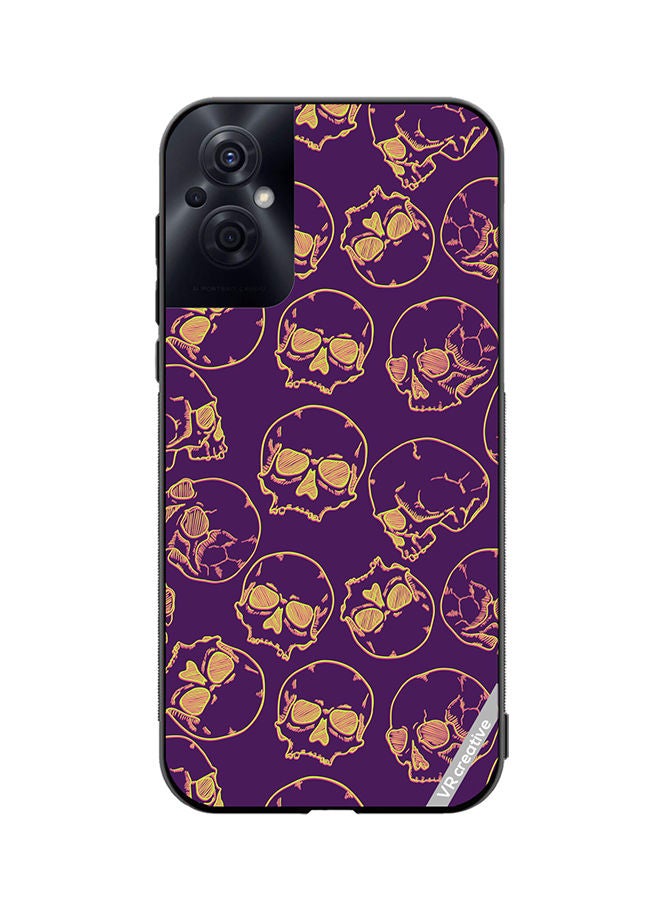 VR CREATIVE Protective Case Cover For Oppo Reno8 Z Fluorescent Sketch Skulls Design Multicolour - Image 1