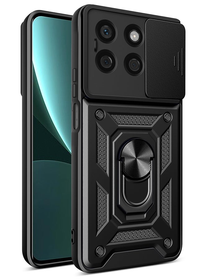 Case for  Honor X8b with Sliding Camera Cover, Kickstand, PC+TPU Dual-Layer,Black 