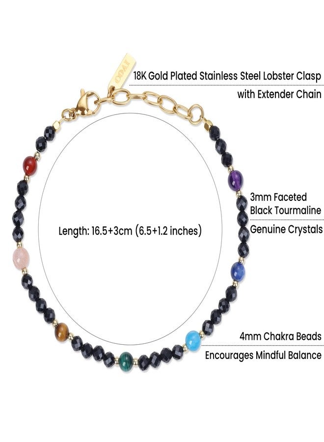 COAI 7 Chakra Bracelet for Women, Beaded Jewelry Black Tourmaline Bracelet for Women - Image 3