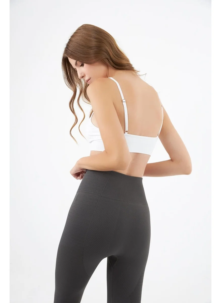 COTTONHILL White Rope Strap Removable Lined Seamless Women's Crop Tank Top