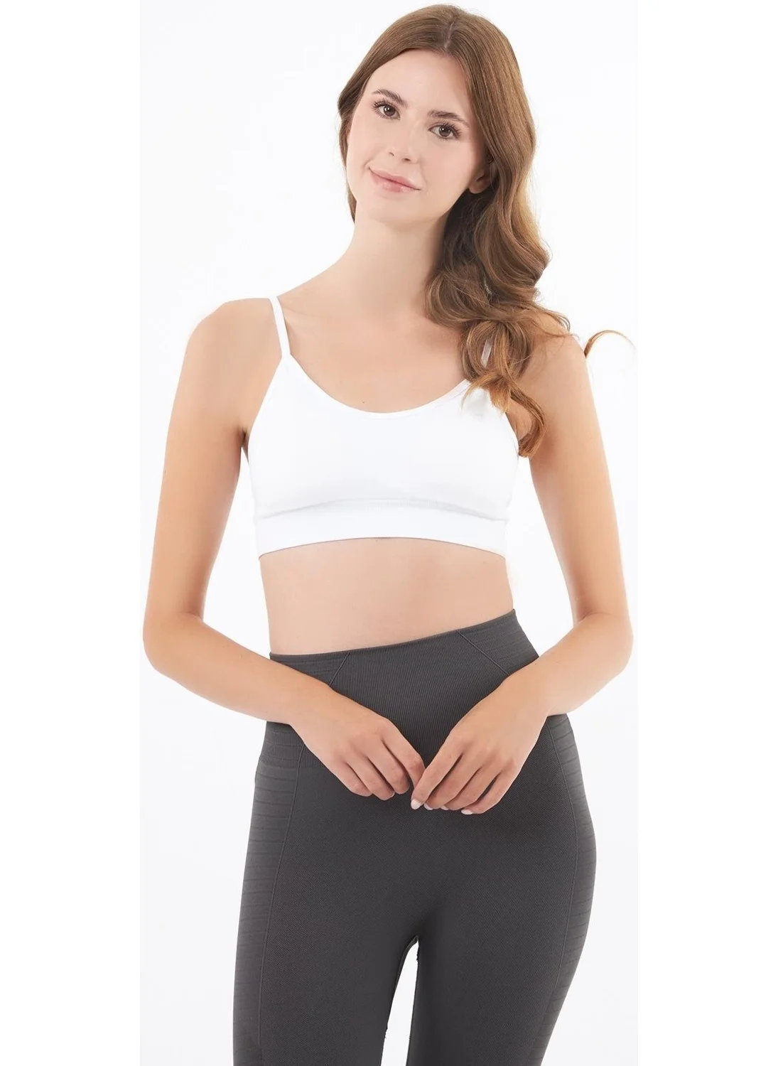 كوتن هيل White Rope Strap Removable Lined Seamless Women's Crop Tank Top