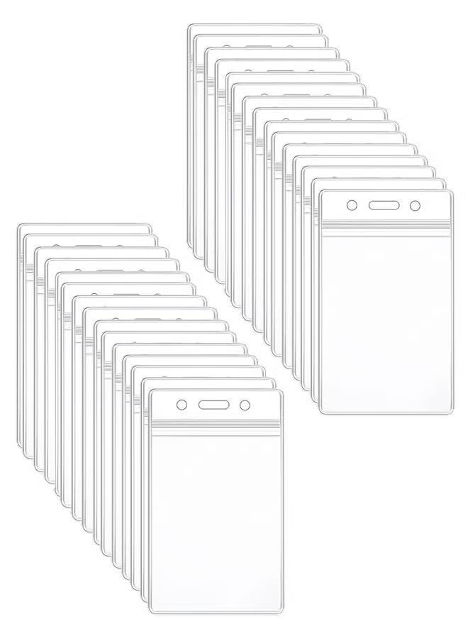 حامل شارة عمودي شفاف مكون من 20 قطعة، حامل بطاقة هوية قابل للغلق ومقاوم للماء، حامل شارة اسم بلاستيكي للمكتب والمدرسة والمؤتمرات - Image 1