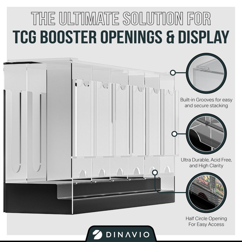 Dinavio Crafthouse 6-Slot Booster Pack Dispenser with Black Base - Fits 240 Booster Packs for Dispensing - Compatible with TCG Trading Card Boosters and Sports Card Boosters - 4mm Acrylic Stackable - Image 5