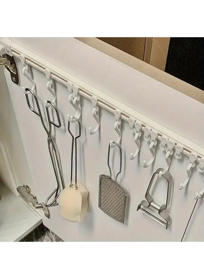 11.81 Inches No Drill Adhesive Wall Mounted Kitchen Storage Rack Sliding Hook Design - Image 2