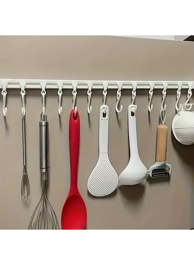 11.81 Inches No Drill Adhesive Wall Mounted Kitchen Storage Rack Sliding Hook Design - Image 1