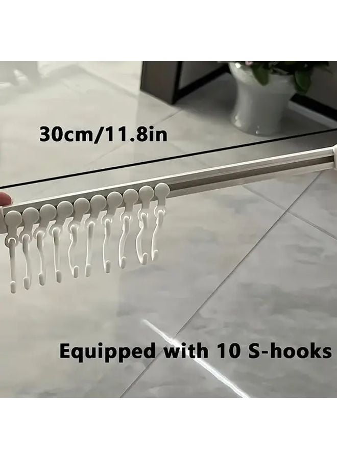 11.81 Inches No Drill Adhesive Wall Mounted Kitchen Storage Rack Sliding Hook Design - Image 3