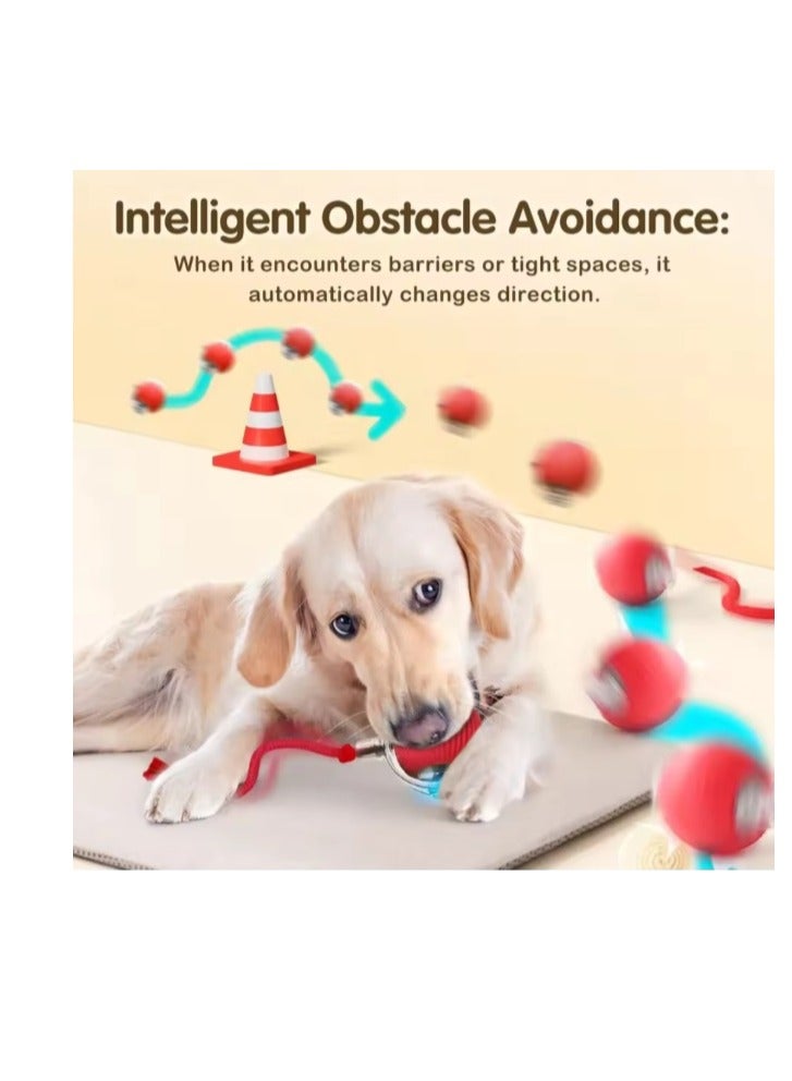 Interactive Cat and Dog Ball Toy, Smart Indoor Automatic Moving Puzzle Ball Boredom Relief USB Charging Fun Toy red color - Image 2