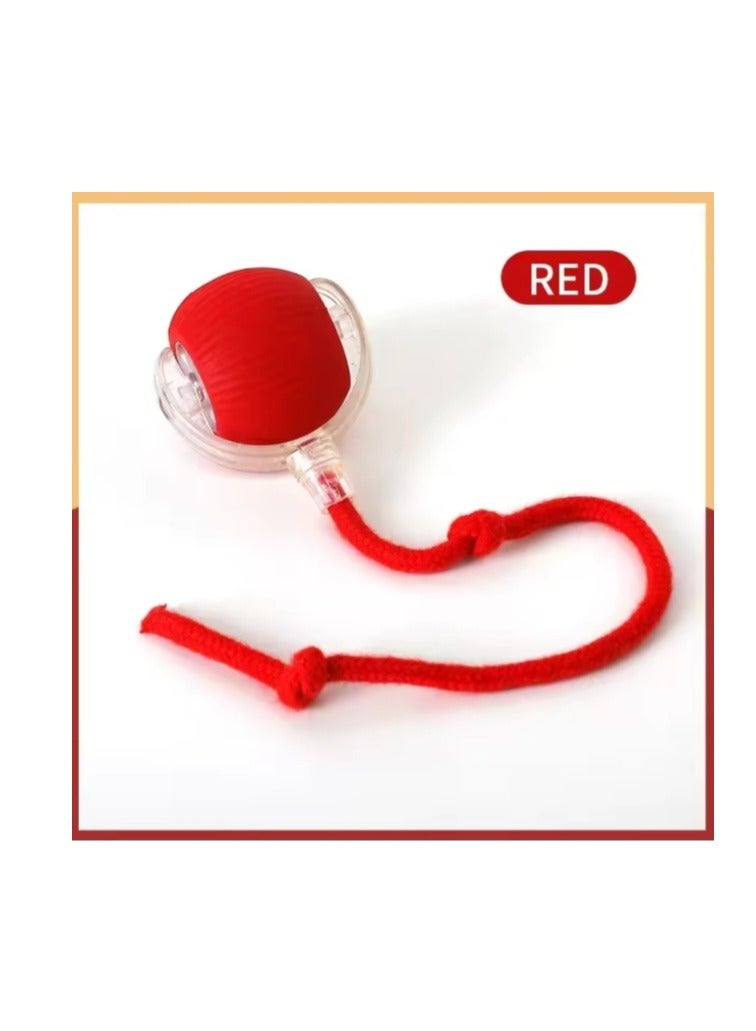 Interactive Cat and Dog Ball Toy, Smart Indoor Automatic Moving Puzzle Ball Boredom Relief USB Charging Fun Toy red color - Image 3