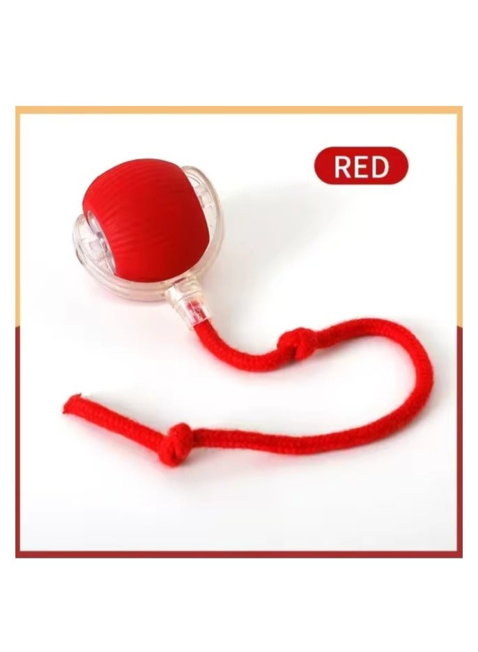 Interactive Cat and Dog Ball Toy, Smart Indoor Automatic Moving Puzzle Ball Boredom Relief USB Charging Fun Toy red color - Image 4