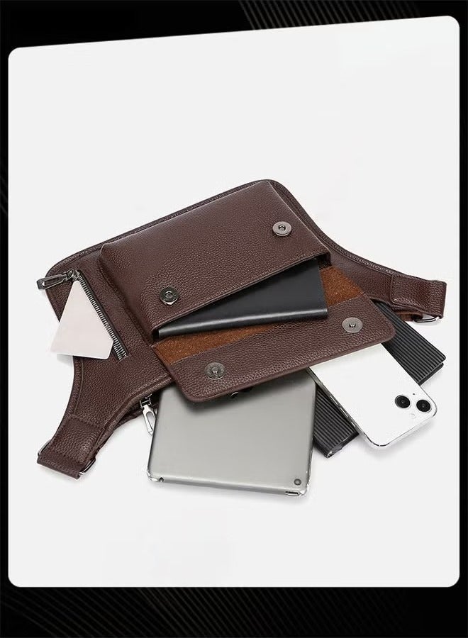 WEIXIER حقيبة صدر رجالية ريترو من جلد PU مقاومة للماء ومقاومة للاهتراء مع أحزمة قابلة للتعديل - Image 5