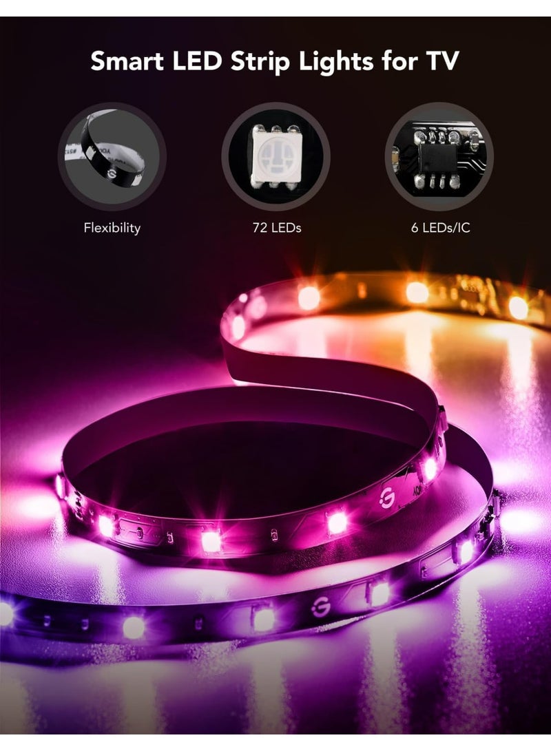 Govee LED TV Backlight, 2.4M RGBIC Smart LED Strip for 40-50 inch TV | Bluetooth Wi-Fi and App Control, Works with Alexa and Google Assistant, Music Sync, 76 Profiles - Image 4