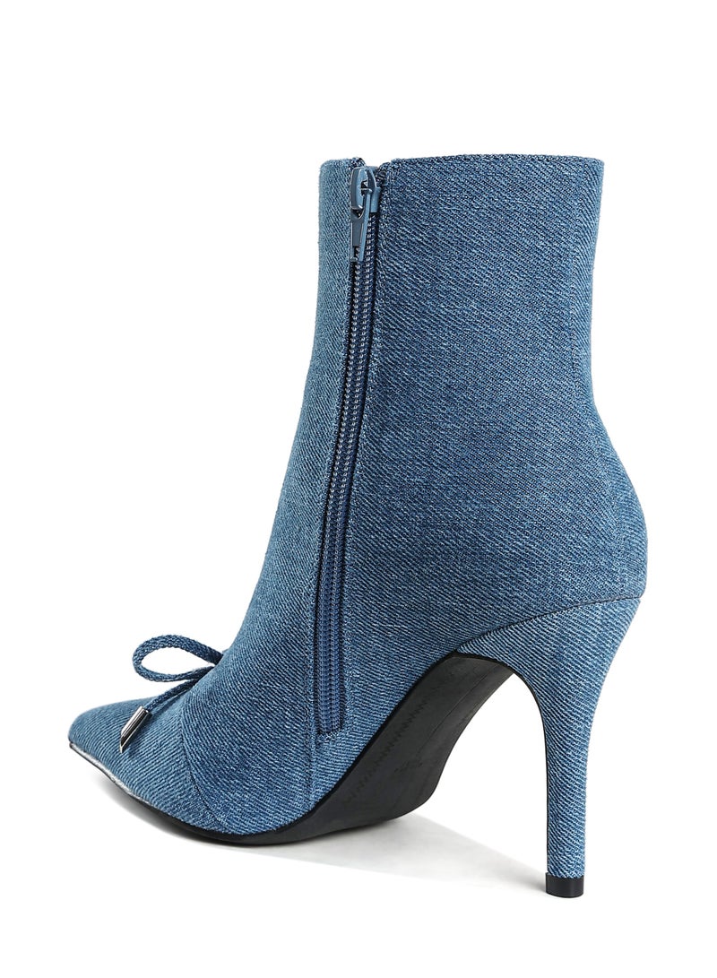 لندن راج حذاء كاحل نسائي من الدنيم من لندن راغ مزين بفيونكة - Image 3