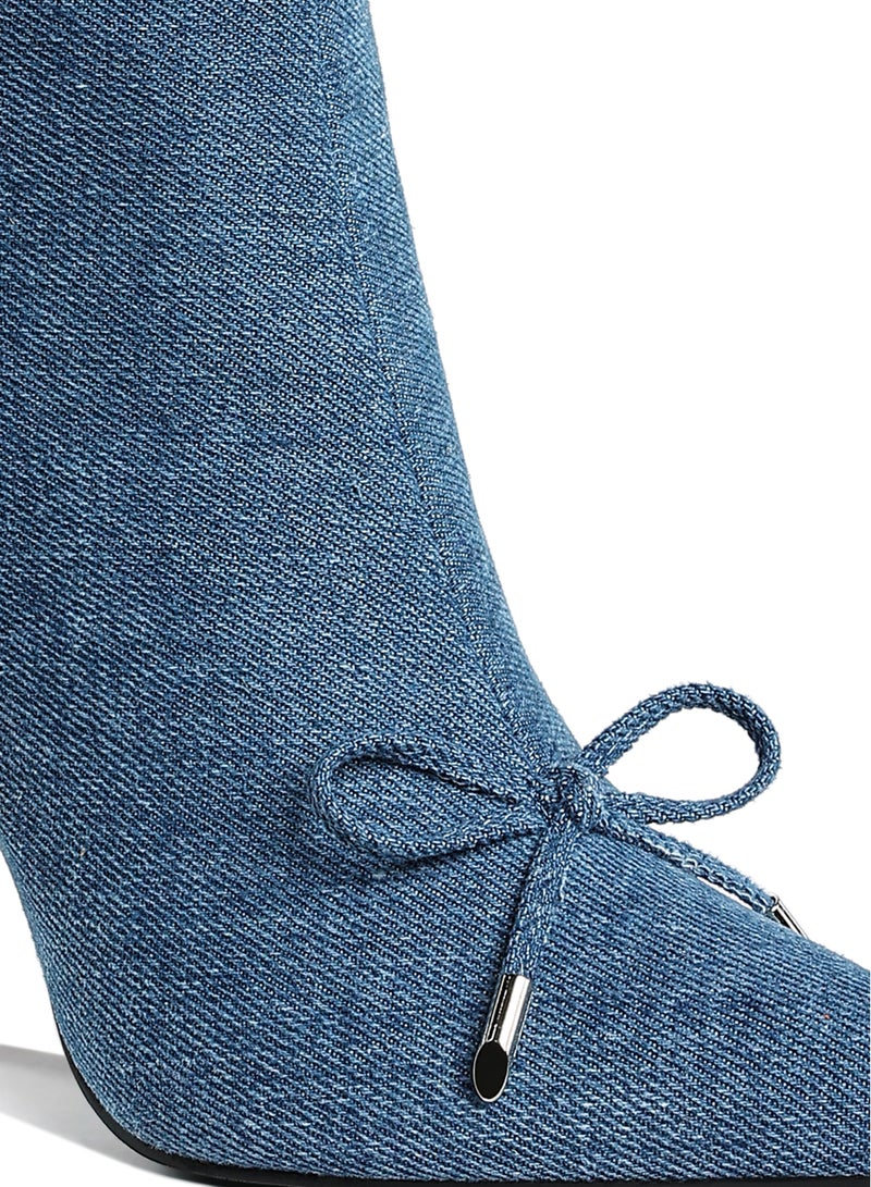 لندن راج حذاء كاحل نسائي من الدنيم من لندن راغ مزين بفيونكة - Image 5