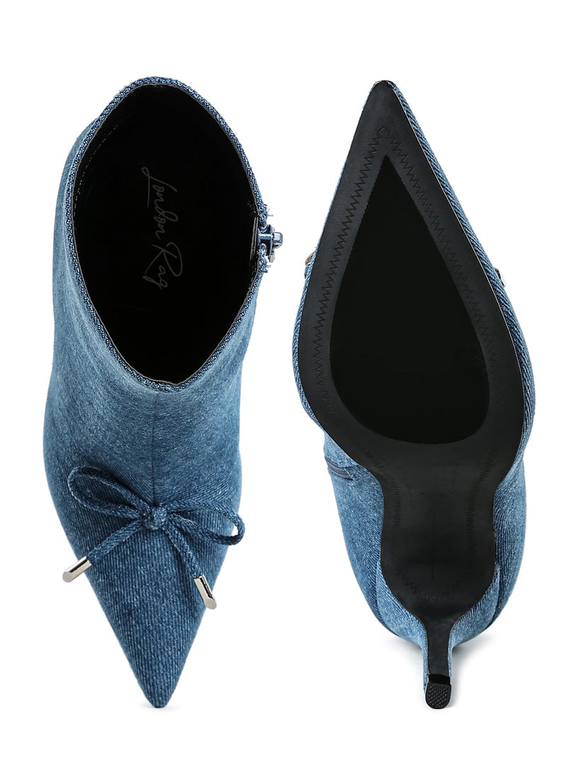 لندن راج حذاء كاحل نسائي من الدنيم من لندن راغ مزين بفيونكة - Image 4