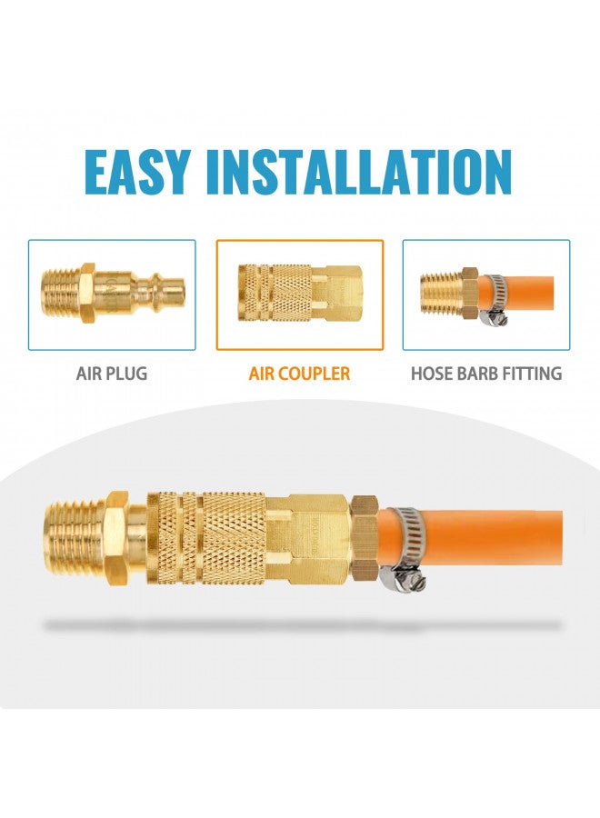 SUNGATOR 1/4 Inch Brass Female Industrial Coupler, SUNGATOR 1/4'' NPT Air Hose Fittings, Quick Connector Air Coupler,1/4 Inch Air Fittings for Auto Shop, Industrial Air Coupler Kit with Storage Case, 10 Pack - Image 3