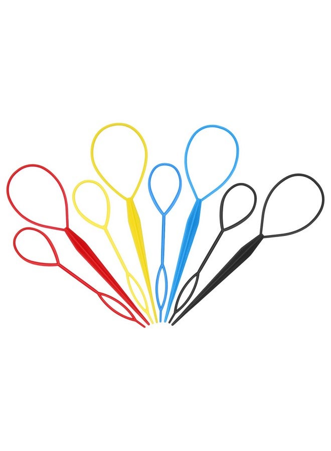 8Pcs Topsy Tail Hair Tool Topsy Tail Hair Braid Accessories Ponytail Maker French Braid Tool Topsy Tail Loop Hair Kit (4 Color)