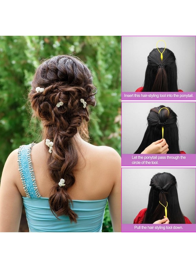 8Pcs Topsy Tail Hair Tool Topsy Tail Hair Braid Accessories Ponytail Maker French Braid Tool Topsy Tail Loop Hair Kit (4 Color)