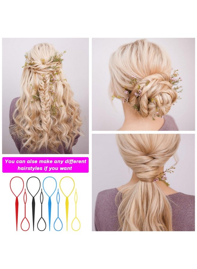 8Pcs Topsy Tail Hair Tool Topsy Tail Hair Braid Accessories Ponytail Maker French Braid Tool Topsy Tail Loop Hair Kit (4 Color)