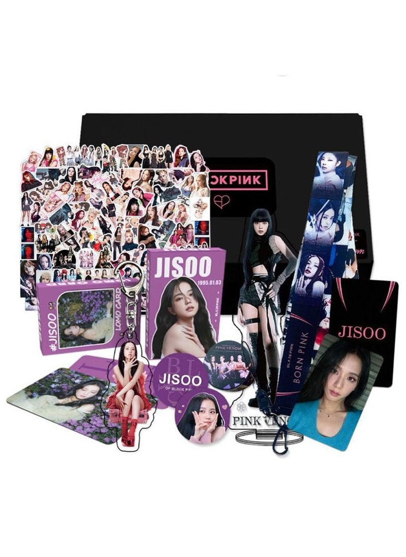 EHOME Blackpink Jisoo Gift Box With Lomo Cards Acrylic Stand Hand Account Tape Keychain Lanyard Stickers Photo Card  - Image 1