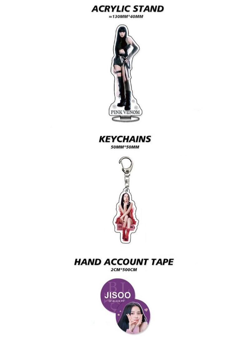 EHOME Blackpink Jisoo Gift Box With Lomo Cards Acrylic Stand Hand Account Tape Keychain Lanyard Stickers Photo Card  - Image 3