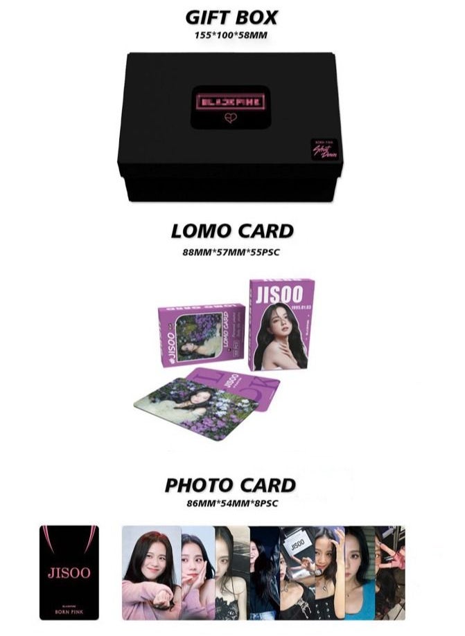 EHOME Blackpink Jisoo Gift Box With Lomo Cards Acrylic Stand Hand Account Tape Keychain Lanyard Stickers Photo Card  - Image 2