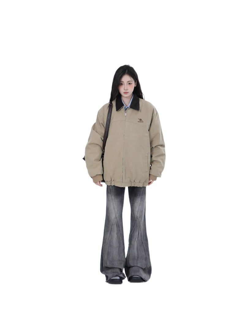 Generic - Cotton Pony Martin Jacket Women Spring Autumn Retro Baseball Coat Casual Pilot Rose - Image 1