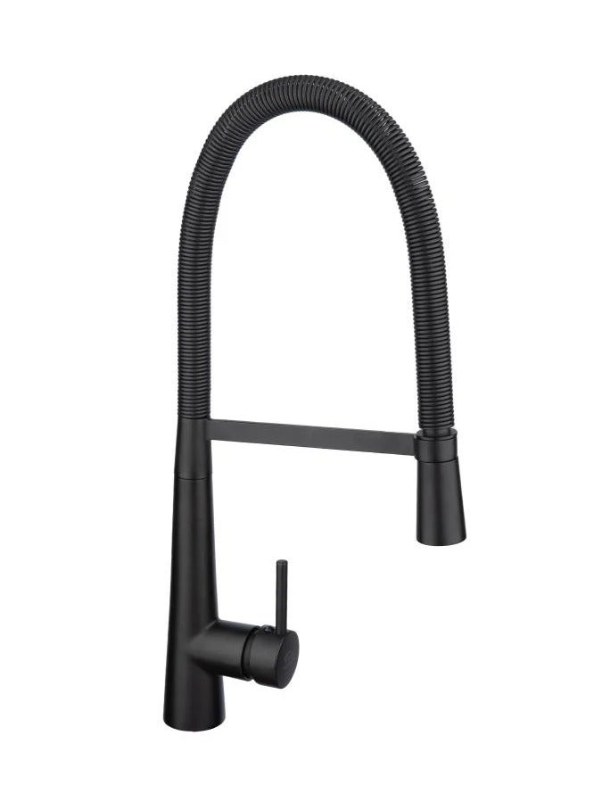 TUCRA  Pull-Out Kitchen Faucet in Matte Black | Sleek Professional Design with 360° Swivel | Flexible Spray Head for Easy Cleaning | High-Quality Rust-Resistant Materials | Easy Top-Mount Installation | Ideal for Modern Kitchens & Double Sinks