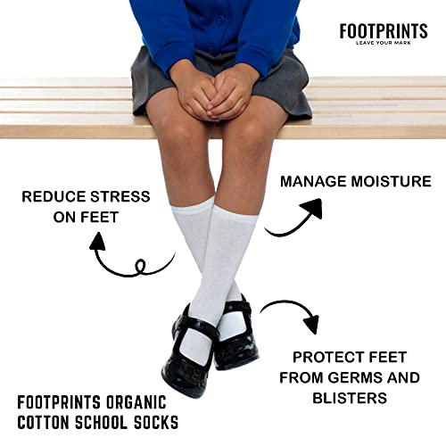 FOOTPRINTS Kids Organic Cotton School Socks - 3-5 Years- Calf length- Pack of 5 (White) - Extra soft and Breathable - Image 4