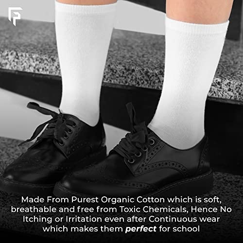 FOOTPRINTS Kids Organic Cotton School Socks - 3-5 Years- Calf length- Pack of 5 (White) - Extra soft and Breathable - Image 5