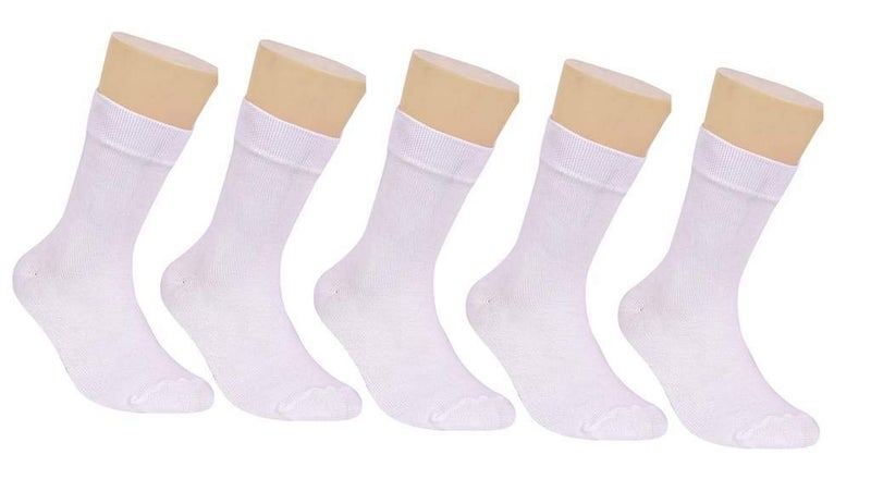 FOOTPRINTS Kids Organic Cotton School Socks - 3-5 Years- Calf length- Pack of 5 (White) - Extra soft and Breathable - Image 1