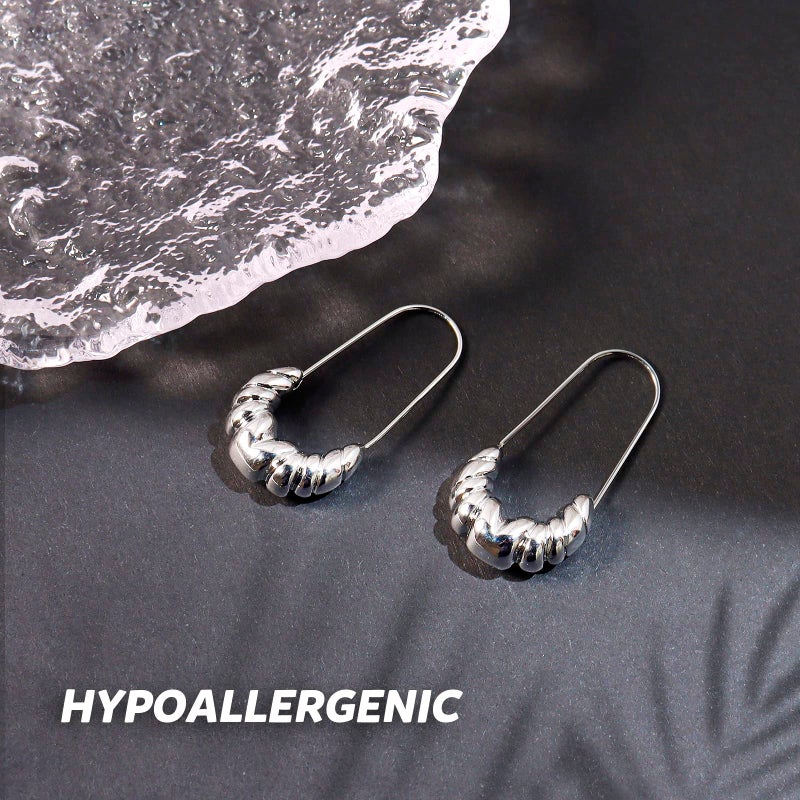 KesaPlan 925 Sterling Silver Earrings Silver Hoop Earrings for Women Small Huggie Hoops, Lightweight Chunky Hoops, Hypoallergenic Nickel-Free Elegant Everyday Jewelry, Dainty Silver Earrings for Gifts - Image 4
