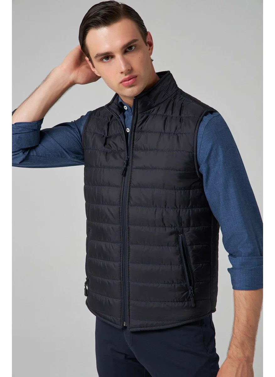 D'S DAMAT Regular Fit Navy Blue Seasonal Vest Coat 7HF07ORT42611