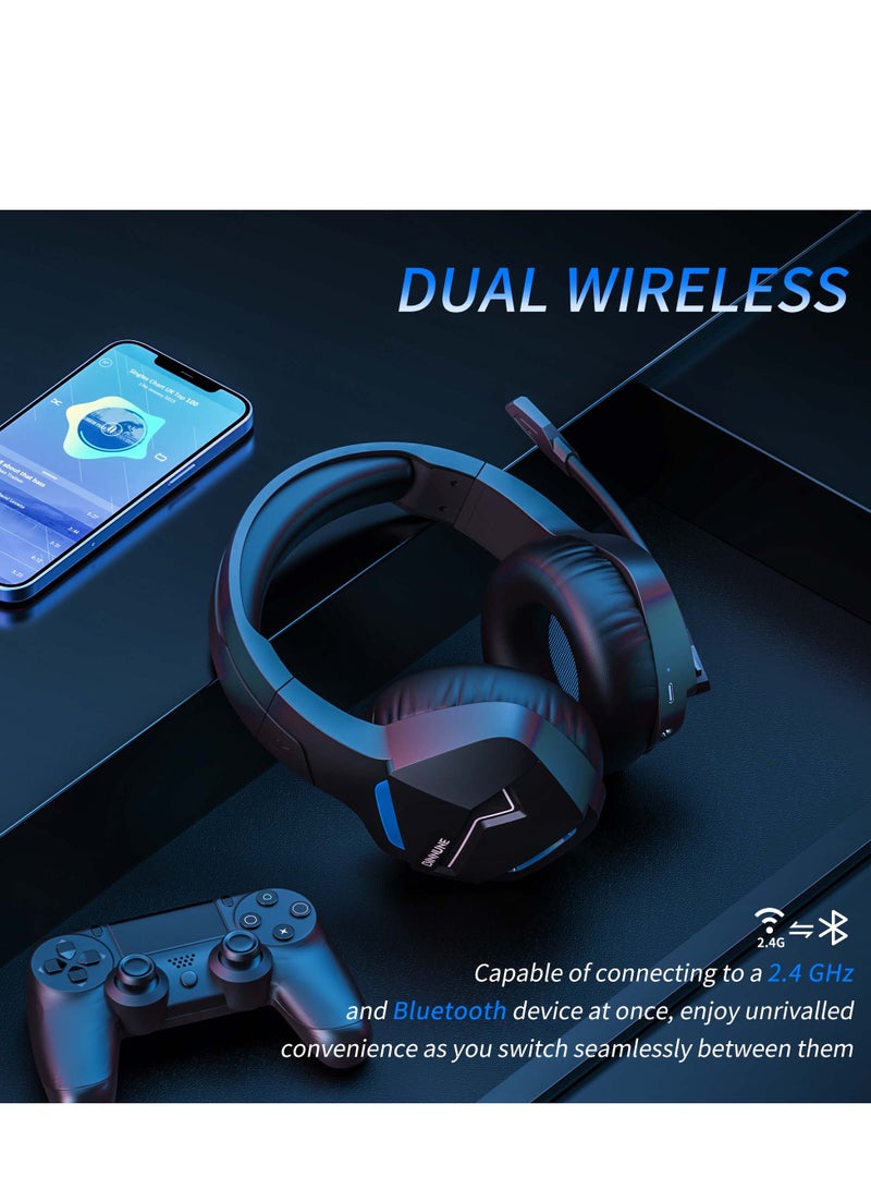 بنيون سماعة ألعاب لاسلكية مع ميكروفون لإلغاء الضوضاء لجهاز الكمبيوتر و PS4 و PS5، سماعة بتردد 2.4G مع ميكروفون لجهاز الكمبيوتر المحمول - Image 3