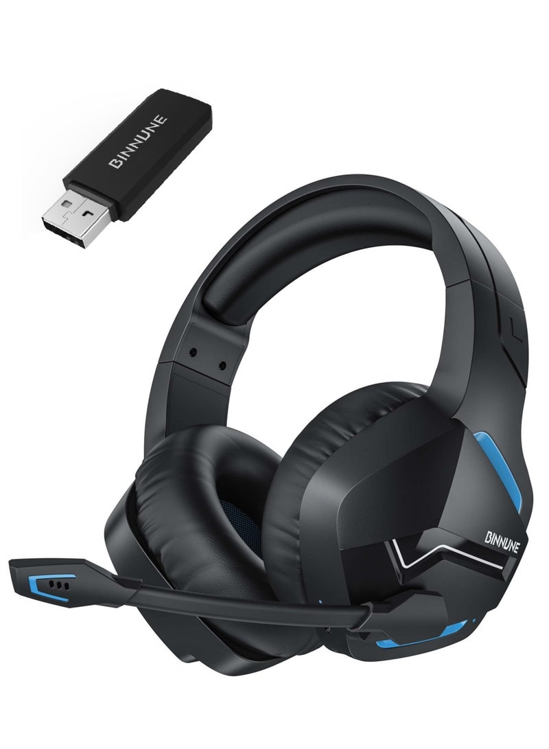 بنيون سماعة ألعاب لاسلكية مع ميكروفون لإلغاء الضوضاء لجهاز الكمبيوتر و PS4 و PS5، سماعة بتردد 2.4G مع ميكروفون لجهاز الكمبيوتر المحمول - Image 1