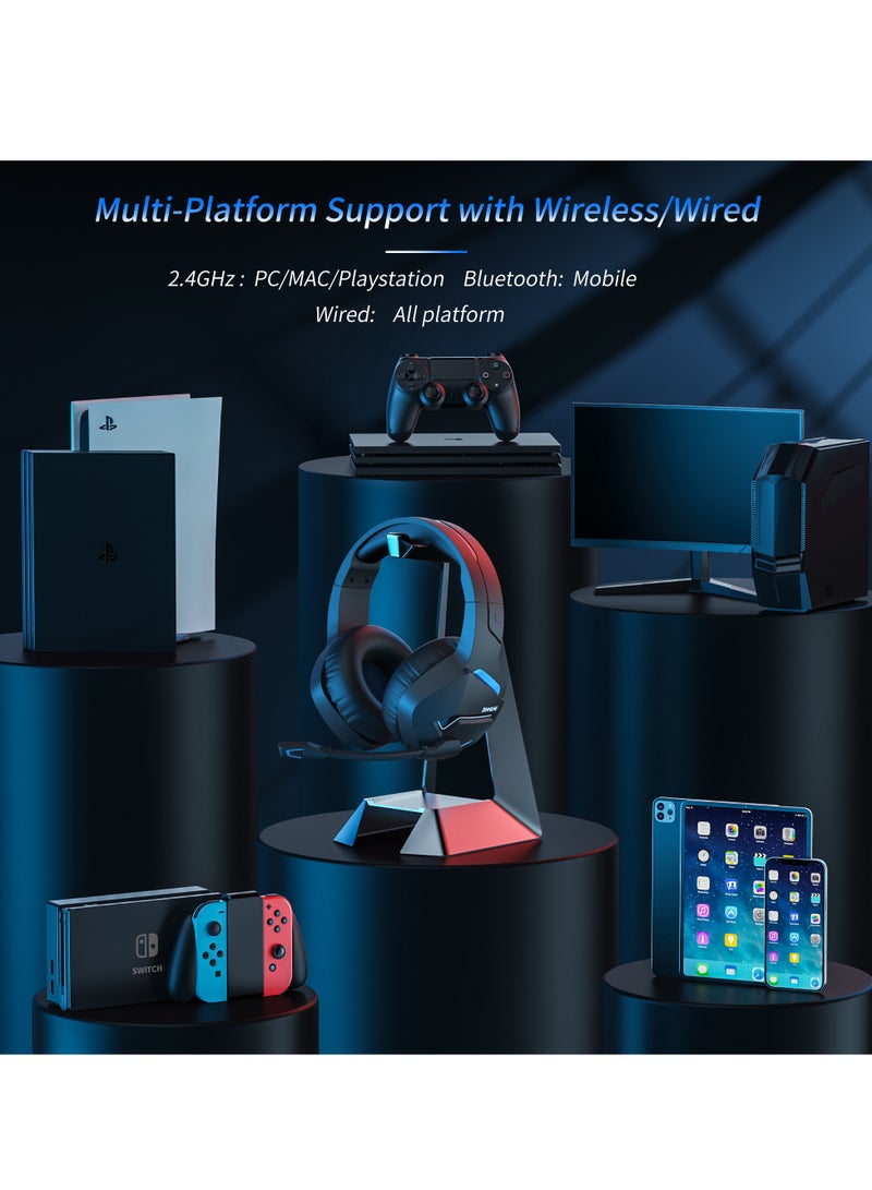 بنيون سماعة ألعاب لاسلكية مع ميكروفون لإلغاء الضوضاء لجهاز الكمبيوتر و PS4 و PS5، سماعة بتردد 2.4G مع ميكروفون لجهاز الكمبيوتر المحمول - Image 5