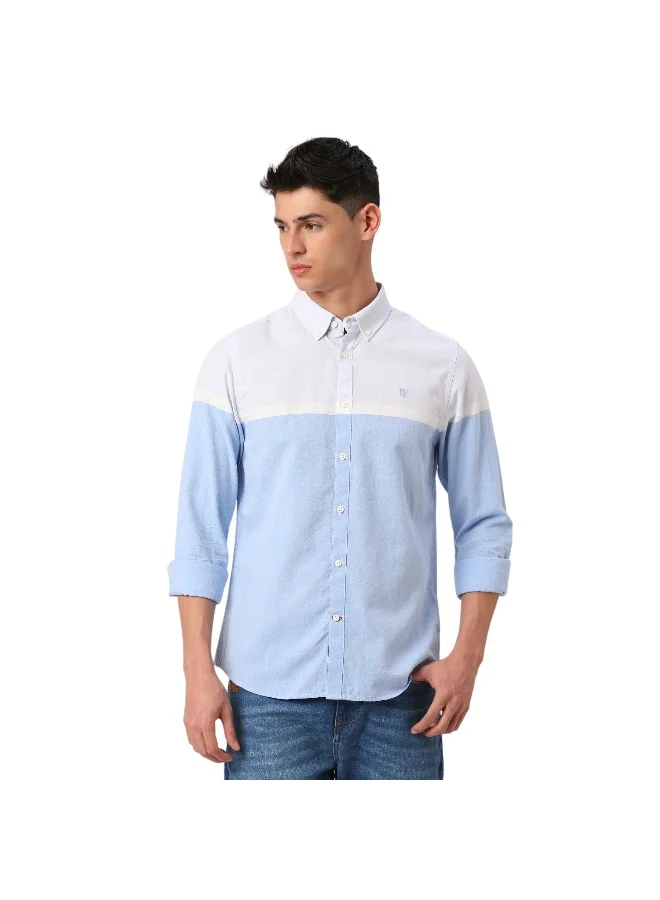 Being Human Mens Blue Collared Long Sleeve Shirt